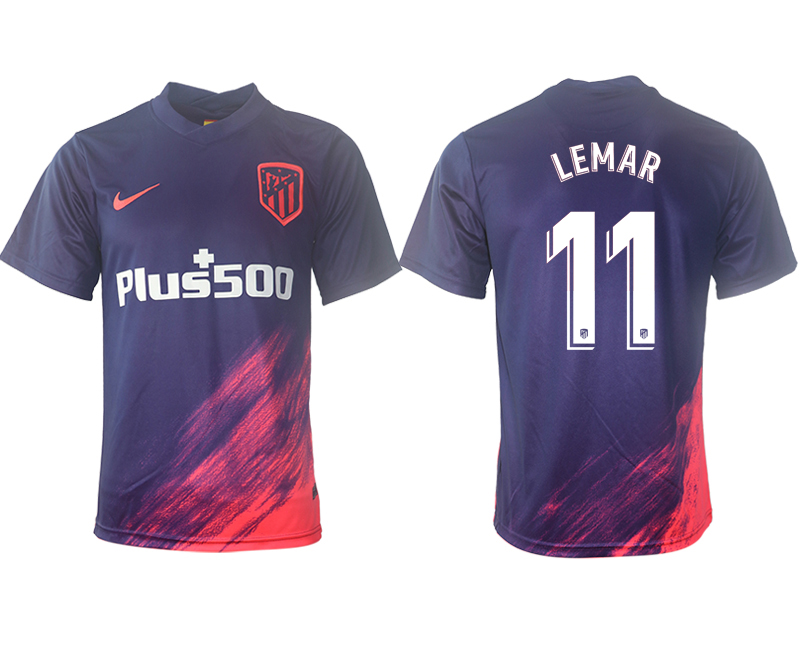 Men 2021-2022 Club Atletico Madrid away aaa version purple #11 Soccer Jersey